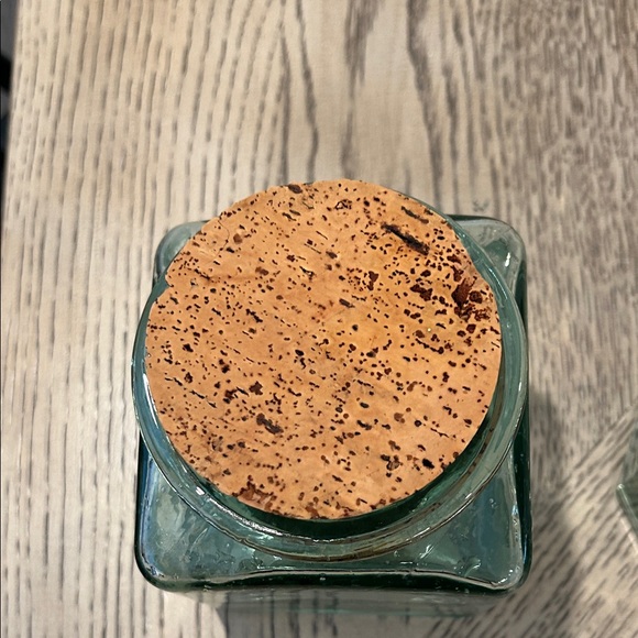 Set of Two Green Glass Jars with Cork Lids - Picture 3 of 9